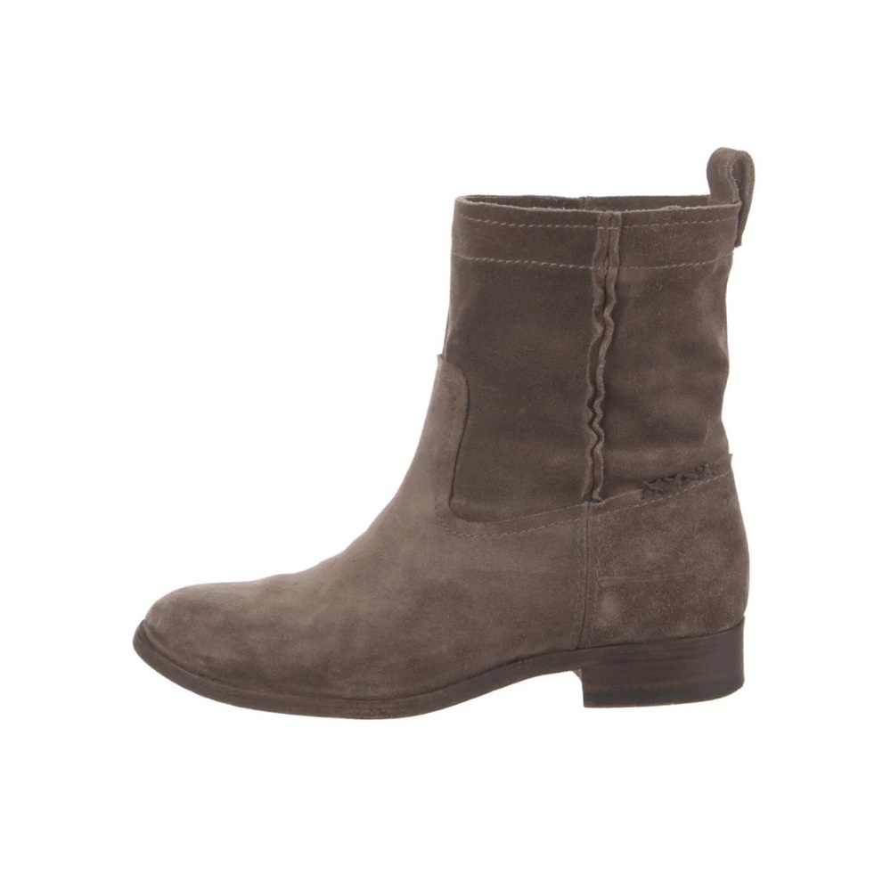 Cara Short Ankle Boots In Taupe Suede